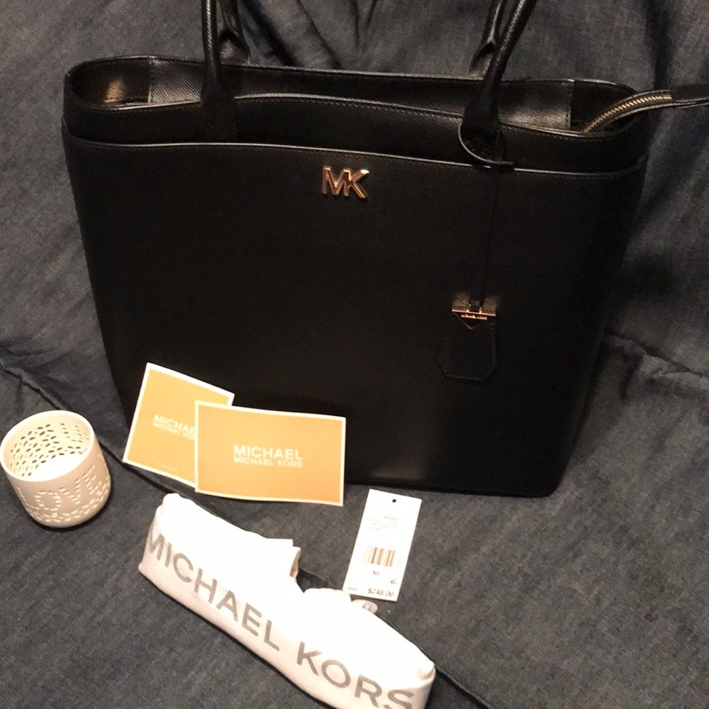 **SOLD** Michael Kors Black Tote Bag with Gold Accents